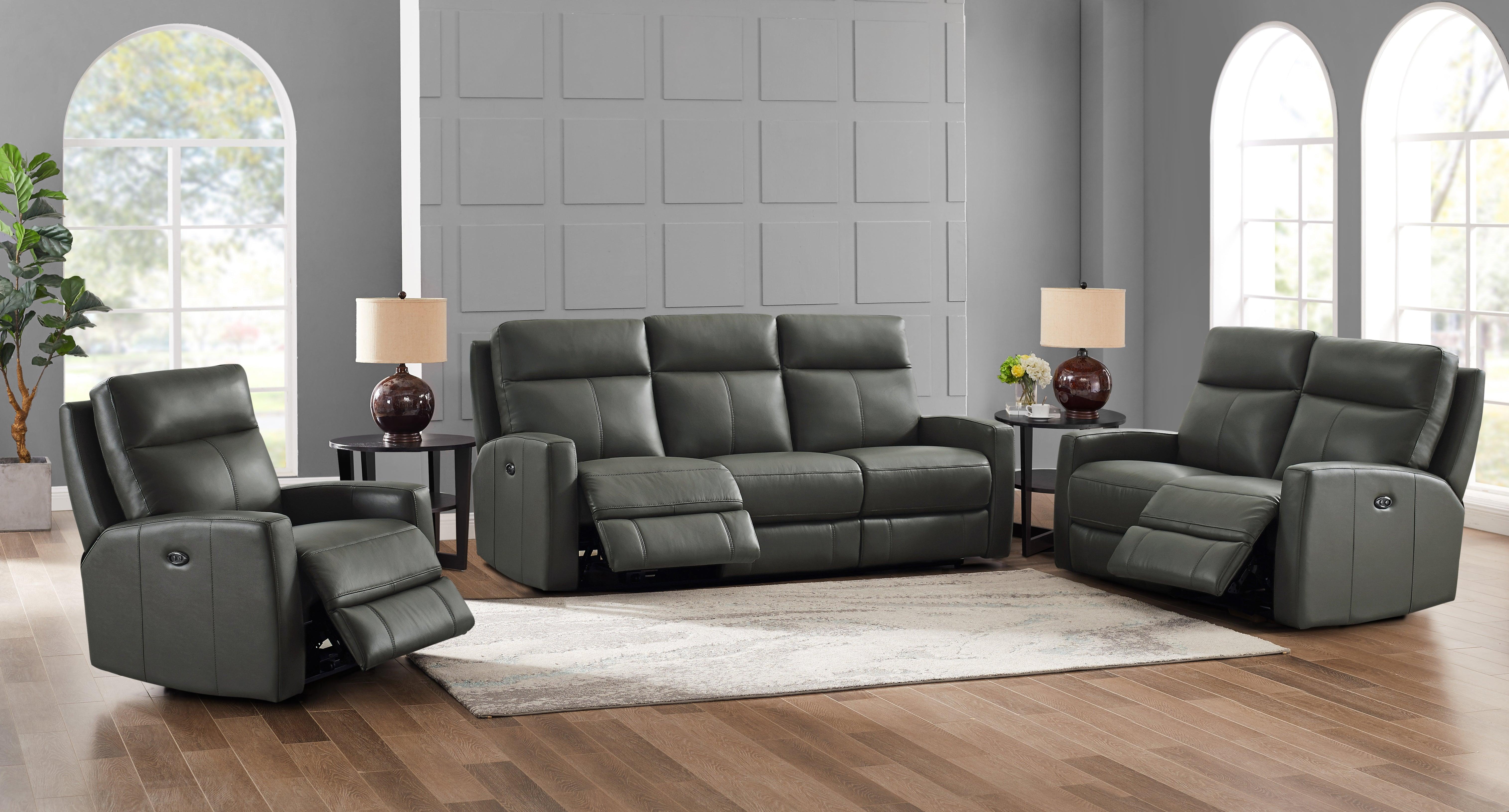 Steel Vienna Leather Power Sofas - Hydeline USA